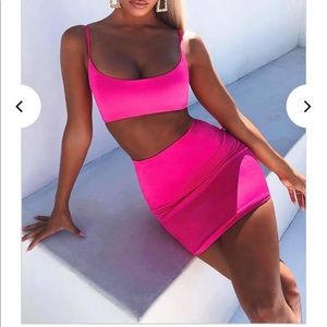 Hot pink two piece